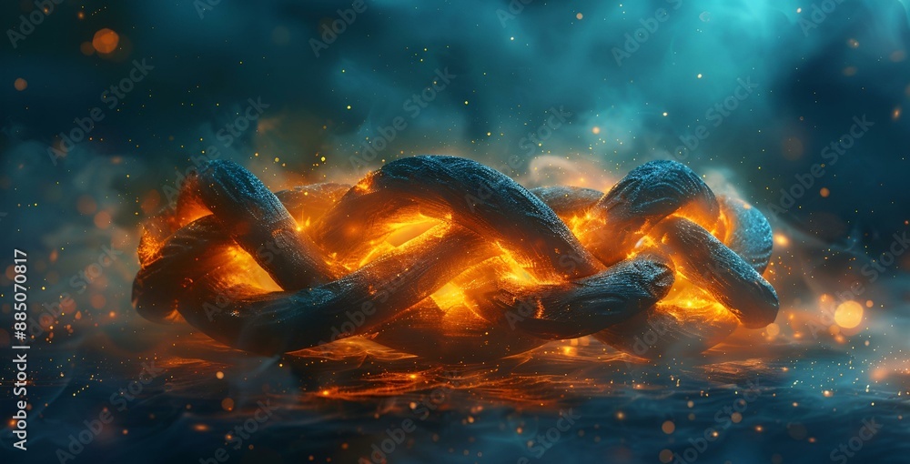 Poster a 3d rendering of fire and ice, creating a fantastical scene.
