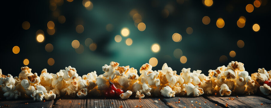 movie elements on a white background and clean pastel light with copy space for text