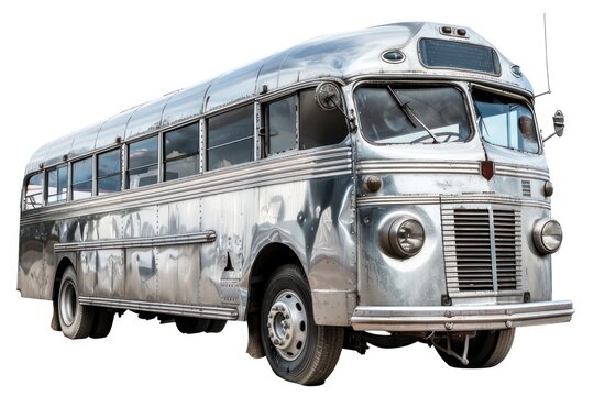Vintage silver bus transportation vehicle