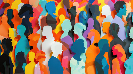 A colorful collage of paper cutouts of people. Paper people background