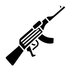 Assault rifle line icon. Weapon, military, combat, firearm, gun, automatic, AK-47, soldier, warfare, conflict, shooting, war, battle, security, ammo, magazine, firepower, infantry, offensive, army.