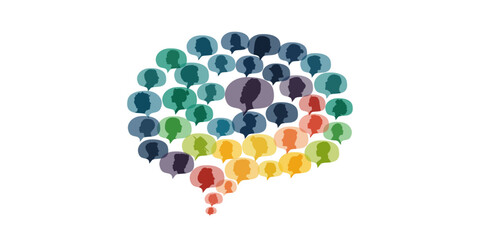 Different people in chat bubbles. Communication concept.