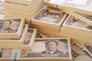 大量の一万円札の札束