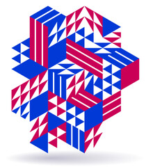 Obraz premium Abstract vector wallpaper with 3D isometric cubes blocks, geometric construction with blocks shapes and forms, cubic polygonal low poly theme.