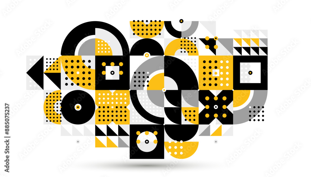Poster bauhaus trendy abstract geometric vector background, tiling mosaic pattern memphis style abstraction