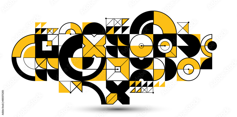 Poster abstract vector geometric background, tech engineering look like shapes and lines composition, mecha