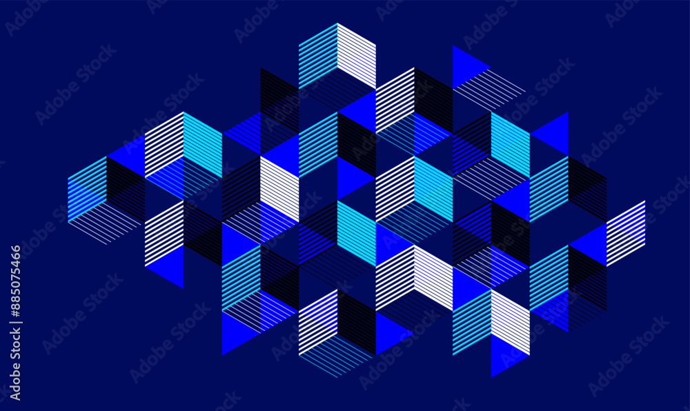Poster isometric 3d cubes vector abstract geometric background, abstraction art polygonal graphic design wa