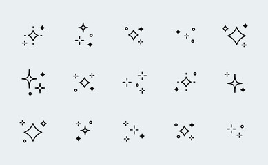 Star sparkles icon set. Twinkling stars. Artificial intelligence icons. Glitter, burst, shining, magic, shine.