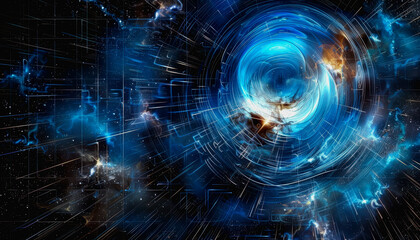 Obraz premium Abstract futuristic scene with vibrant blue lines and geometric patterns