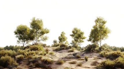 Serene desert landscape with trees