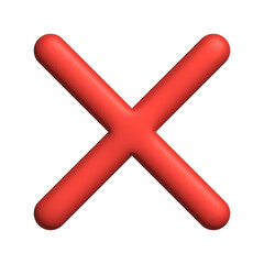 3d red icon cancel or wrong symbol with cross sign for element