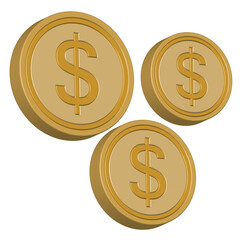 Gold coins money dollar icon realistic 3d business finance concept