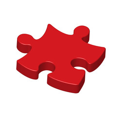 Fototapeta premium Red 3D jigsaw puzzle pieces isometric design teamwork idea business concept