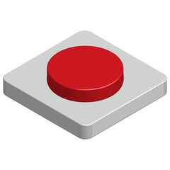 Red round push button switch realistic 3d with glossy metallic design for element