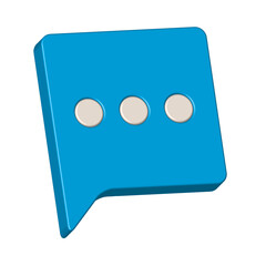 3d speech icon realistic of blue chat symbol