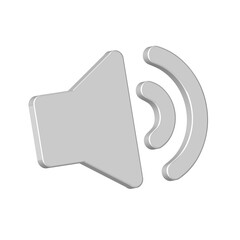 White 3d icon speaker volume audio symbol for element