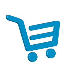 3d realistic icon blue shopping cart design for element