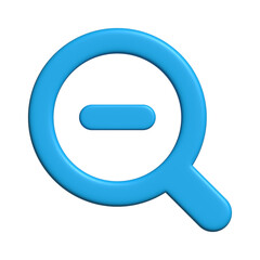 3d icon blue magnifying glass search and zoom sign symbol