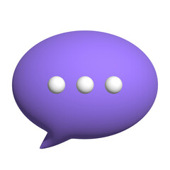 3d speech bubble icon of purple chat symbol