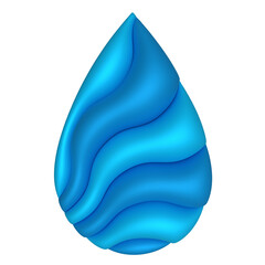 Blue water drop 3d icon nature freshness symbol for element