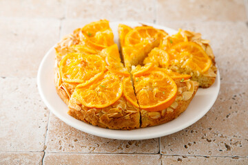 Homemade vanilla cake with candied orange