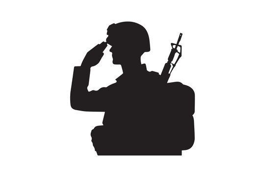 recommend clip art: an army soldier saluting silhouette. soldier saluting on the on white background