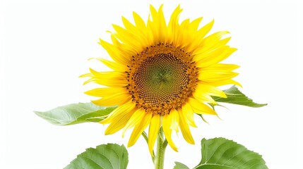 Fototapeta premium A single sunflower isolated on white background.