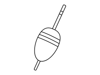 Hand drawn cute outline illustration of fishing float. Flat vector fishery hobby gear in line art doodle style. Bobber bait for fish icon or print. Allure to trap. Decoy for deception. Isolated.