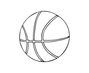 Basketball ball. Hand-drawn illustration on white background. Simple icon of leather basketball.