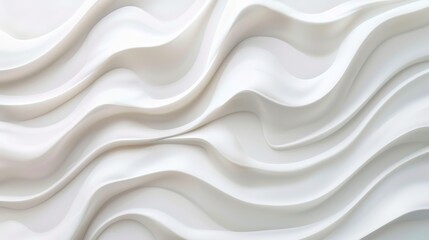 Fototapeta premium Luxurious White Cosmetic Cream Texture Background, Top View. Swirled White Cream in Soft Lines on White Surface. Abstract Beauty Product Background Concept for Skincare, Moisturizer, and Lotion Promot
