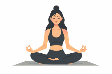 Neat vector illustration of an Asian woman doing yoga with a white background. Flat cartoon style. Generative AI tools