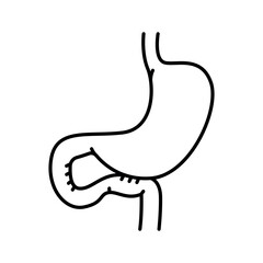Gastroenterostomy line black icon.