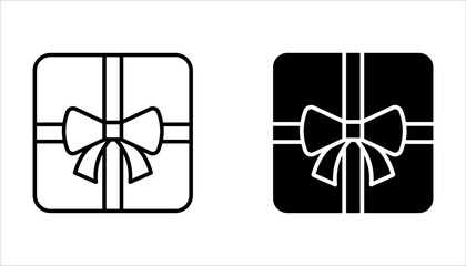 Gift boxes with ribbon icons Set. Gift box flat line silhouette on white background