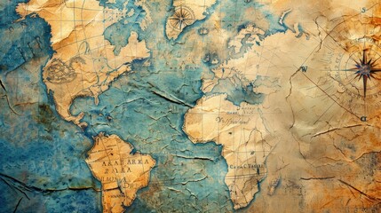 Fototapeta premium Vintage old sea map background