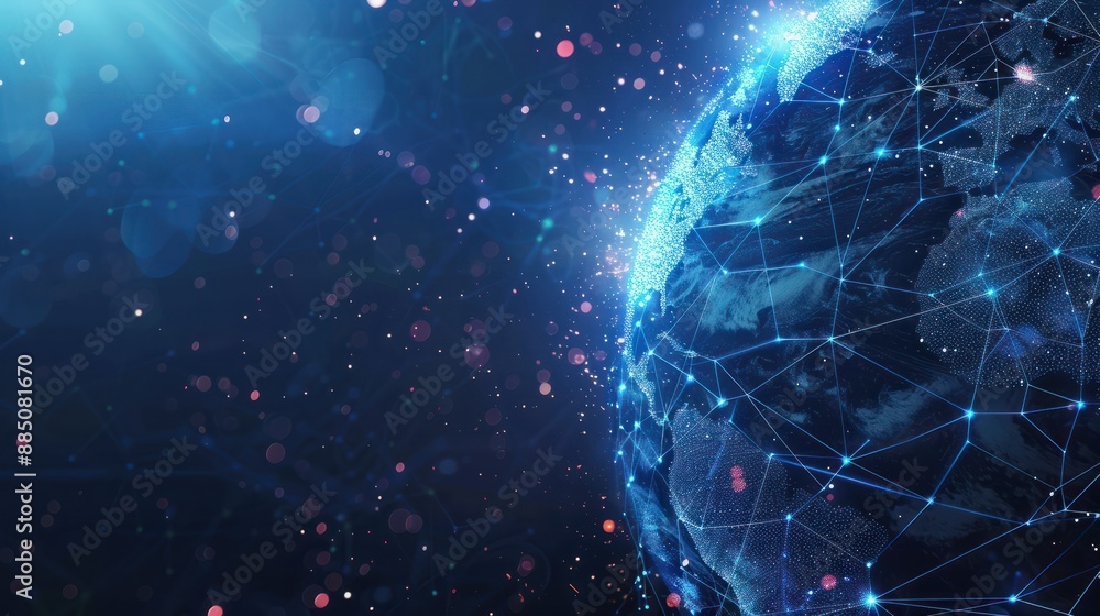 Poster abstract background with digital technology and the global network concept, planet earth in the form