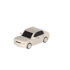 lowpoly 3d white car icon object