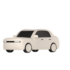 lowpoly 3d white car icon object