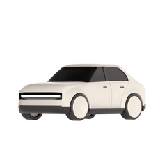 lowpoly 3d white car icon object