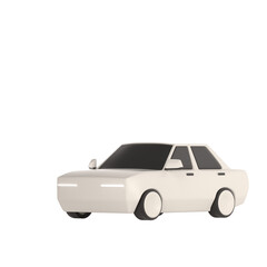 lowpoly 3d white car icon object