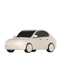 lowpoly 3d white car icon object