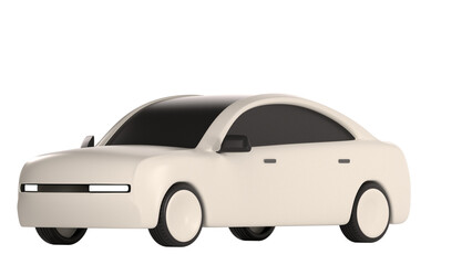 lowpoly 3d white car icon object