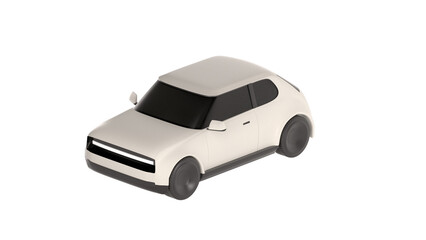 lowpoly 3d white car icon object