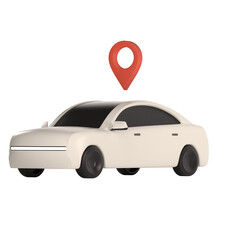lowpoly 3d white car icon object
