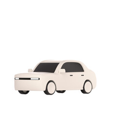 lowpoly 3d white car icon object