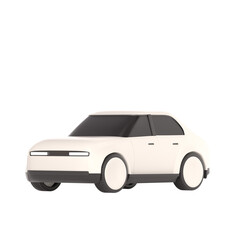 lowpoly 3d white car icon object