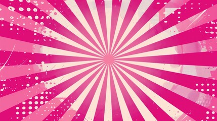 Energetic pink sunburst background with halftone texture, perfect for dynamic and vibrant designs.