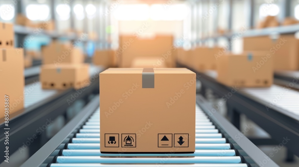 Poster factory automation, seamless workflow with iot integration, flat design illustration, focus cover al