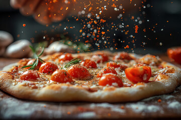 Bakery chef prepare pizza
