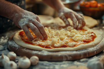 Bakery chef prepare pizza