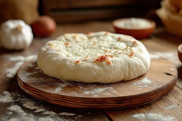 A platter of wood fired Quattro Formaggi Pizza or four cheese pizza